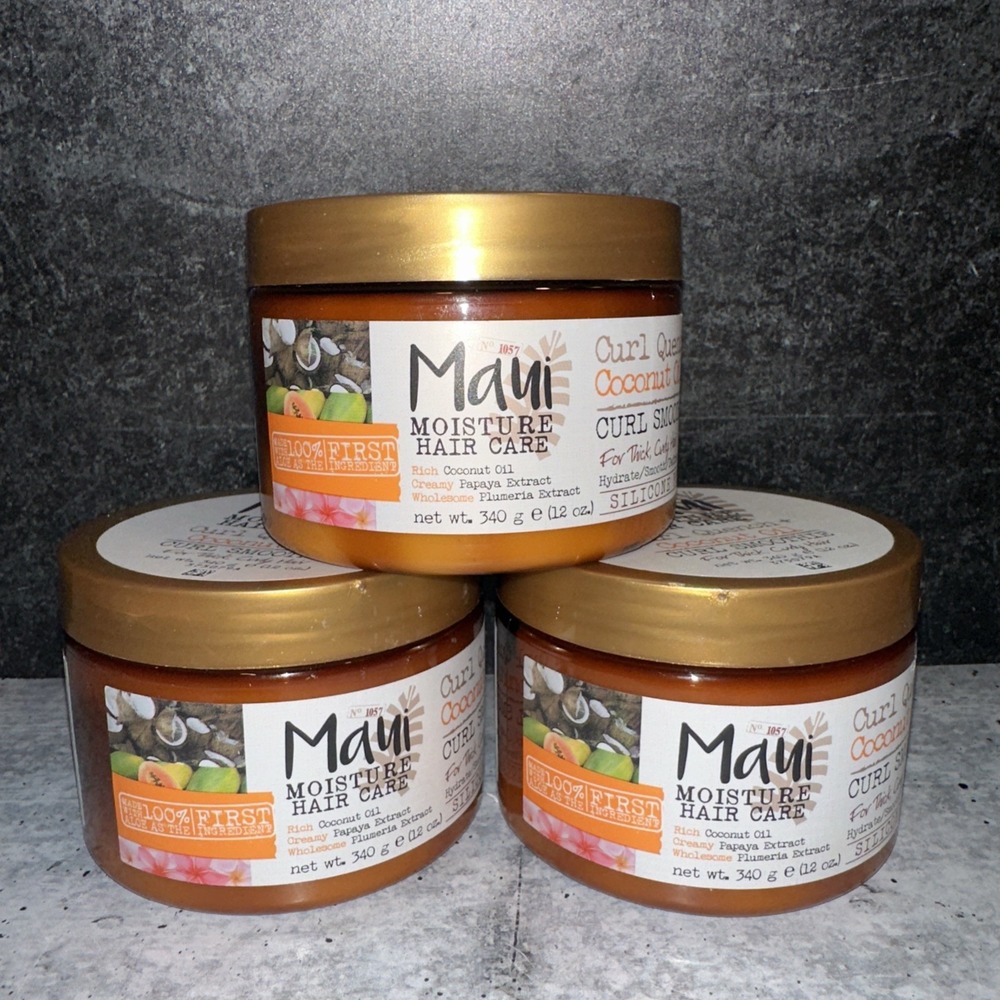 3 Lot Maui Moisture Curl Quench + Coconut Oil Hydrating Curl Smoothie 12 Oz